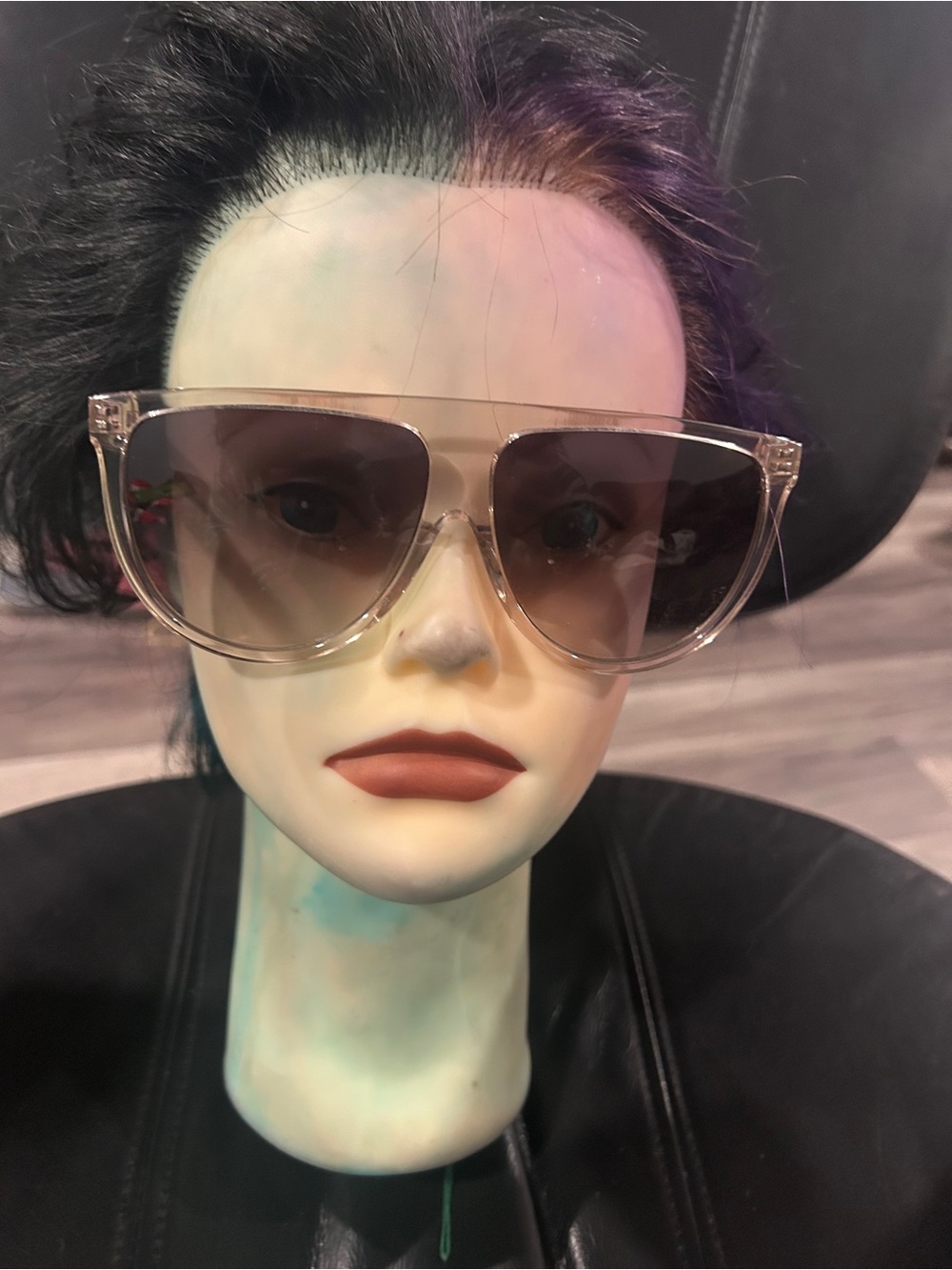 Celine Clear Frame Brown Gradient Lens Women's Sunglasses